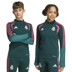 adidas Real Madrid Trainingstrui 1/4-Zip 2026-2027 Kids Donkergroen Roze Wit