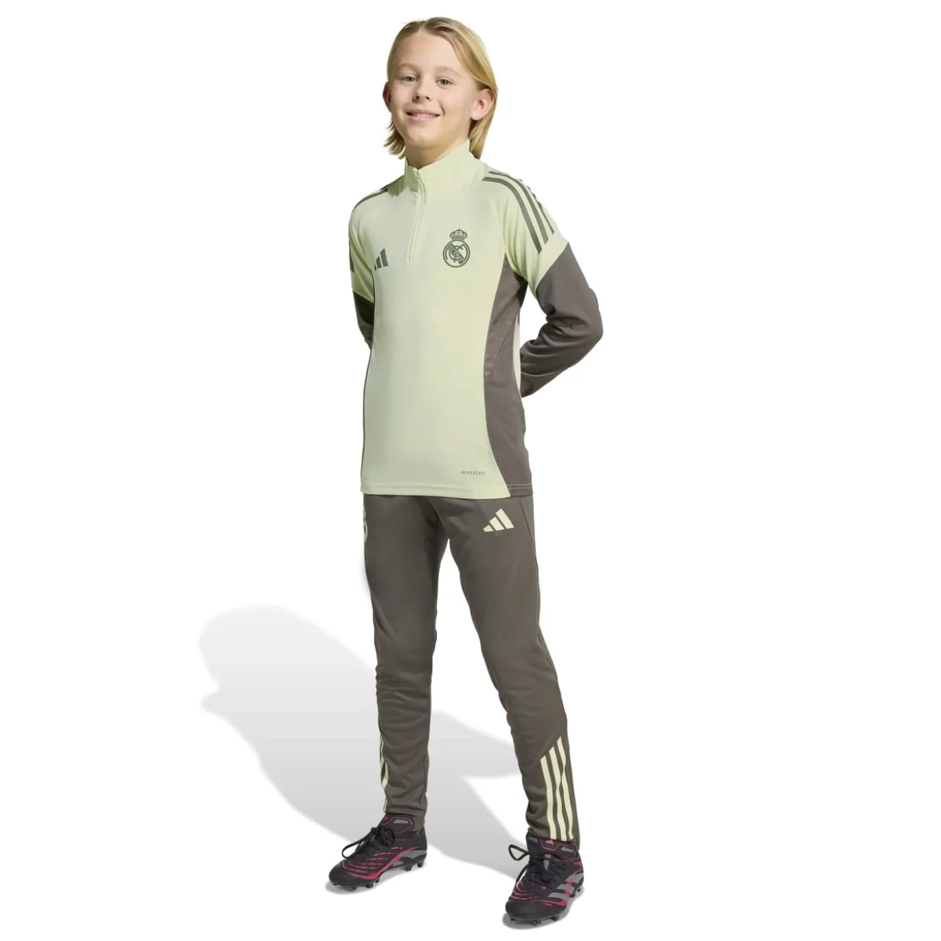 adidas Real Madrid Trainingsbroek 2025-2026 Kids Grijs Lichtgroen