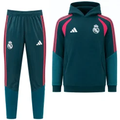 adidas Real Madrid Trainingspak Hooded 2026-2027 Kids Donkergroen Roze Wit