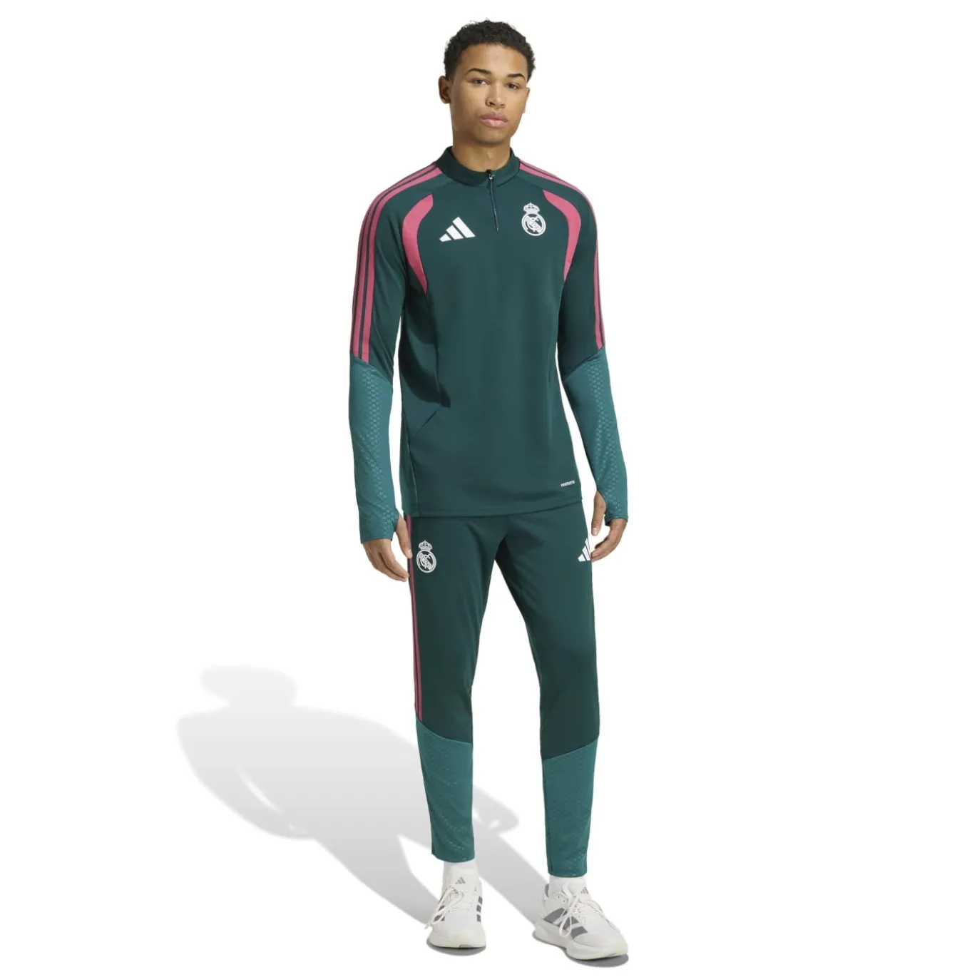 adidas Real Madrid Trainingspak 1/4-Zip 2026-2027 Donkergroen Roze Wit