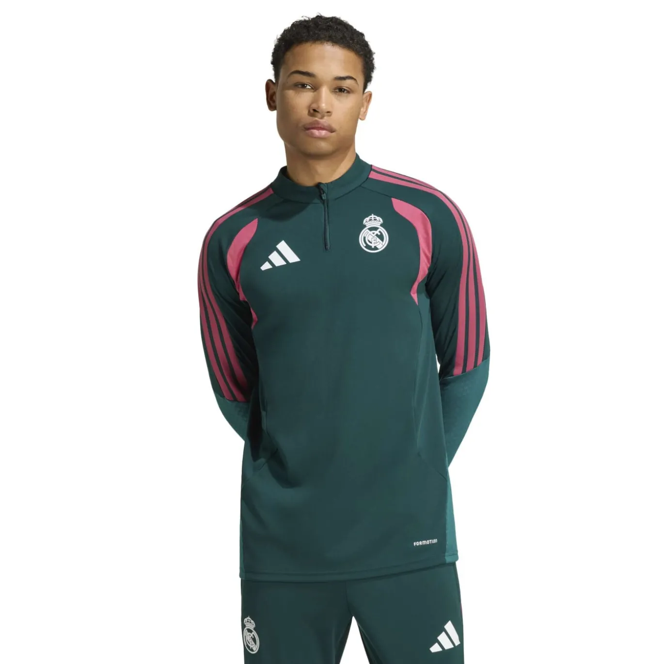 adidas Real Madrid Trainingspak 1/4-Zip 2026-2027 Donkergroen Roze Wit