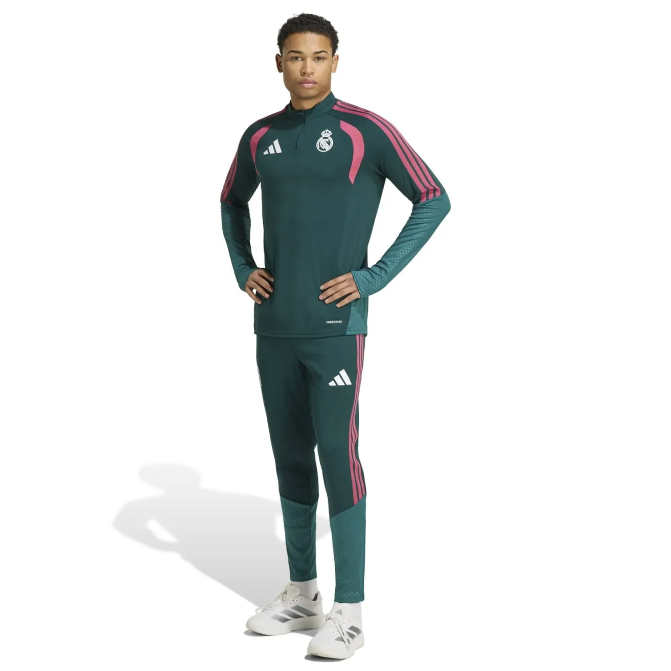 adidas Real Madrid Trainingspak 1/4-Zip 2026-2027 Donkergroen Roze Wit