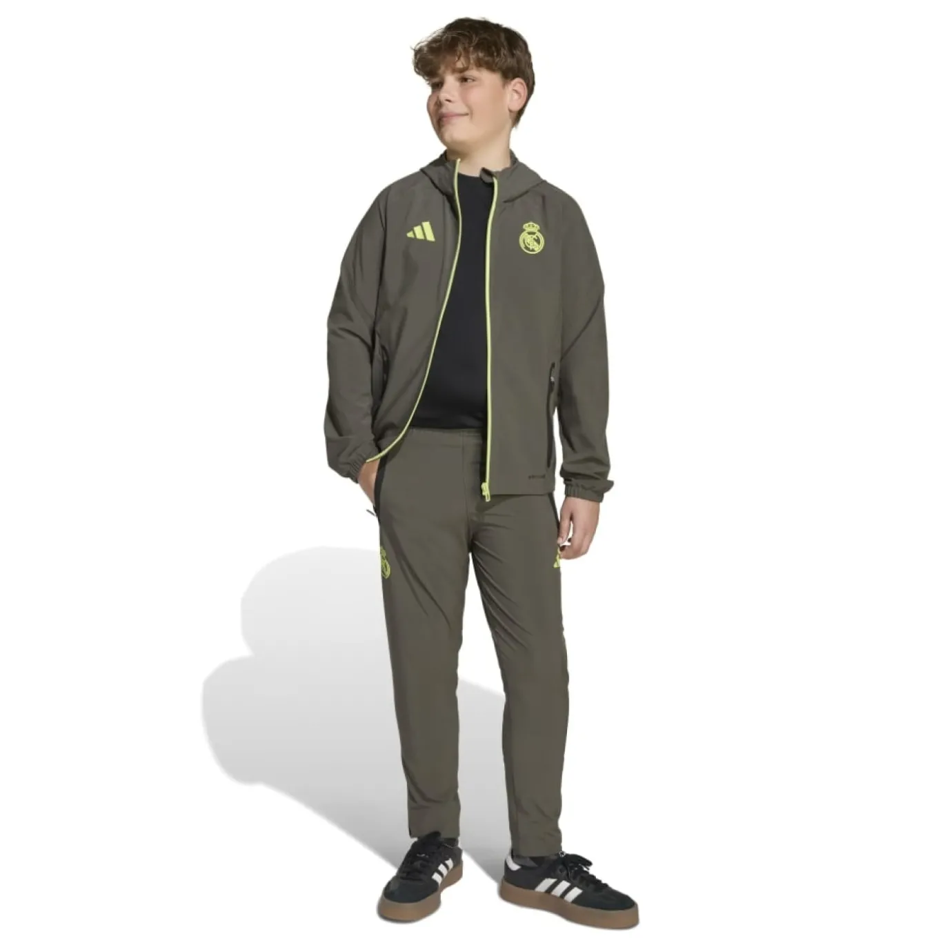 adidas Real Madrid Vis Tech Trainingsbroek Kids Grijs Lichtgroen