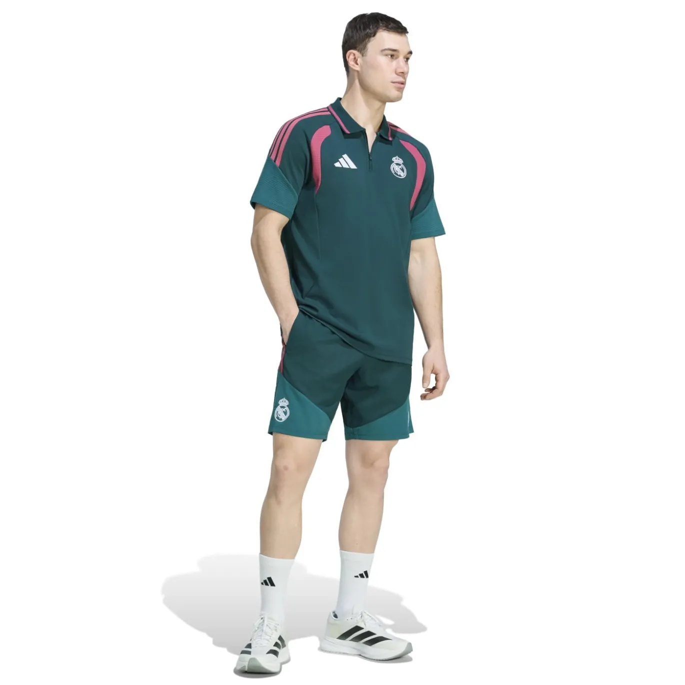 adidas Real Madrid Woven Trainingsbroekje 2026-2027 Donkergroen Roze Wit
