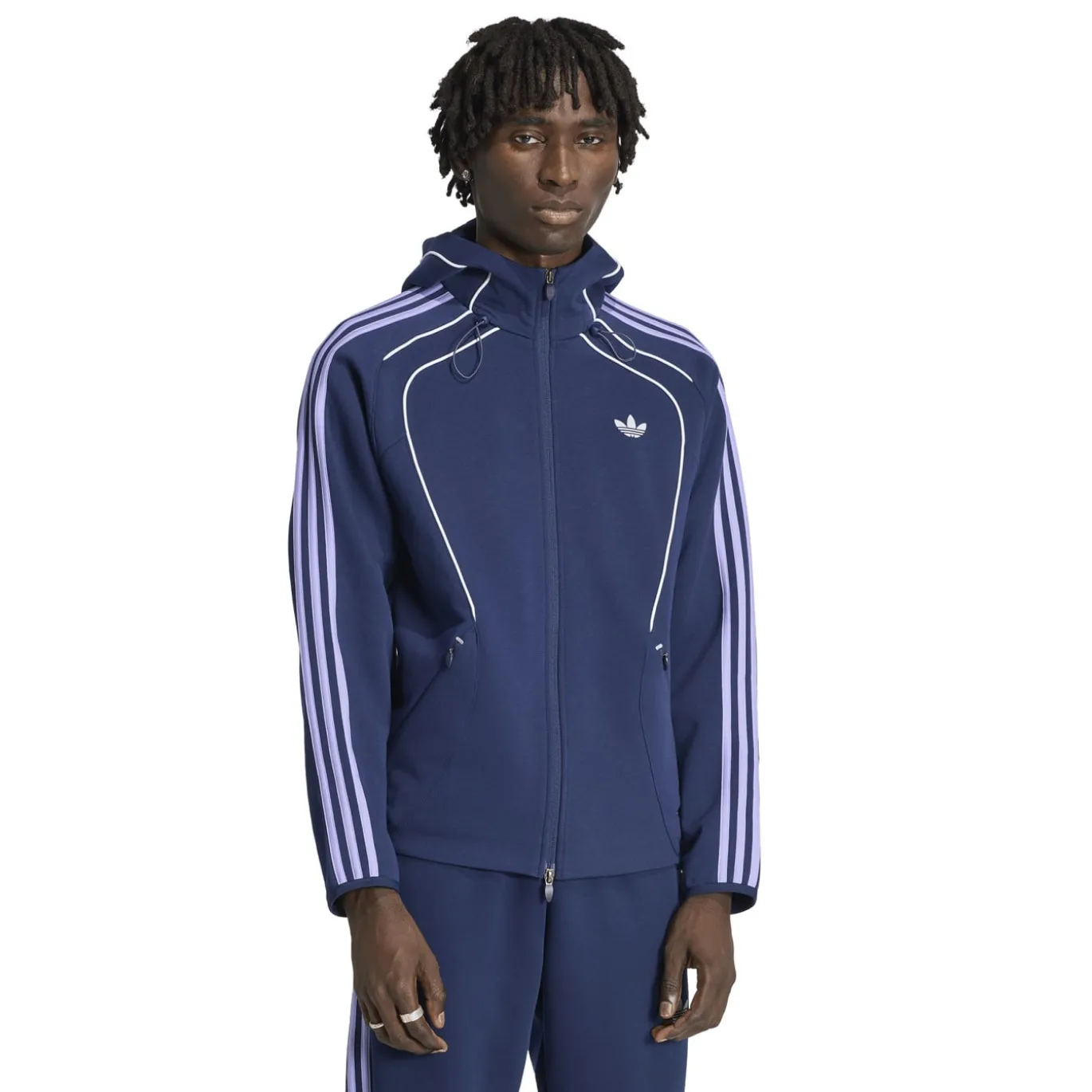 adidas Spacer Trainingsjack Hooded Donkerblauw Paars Wit