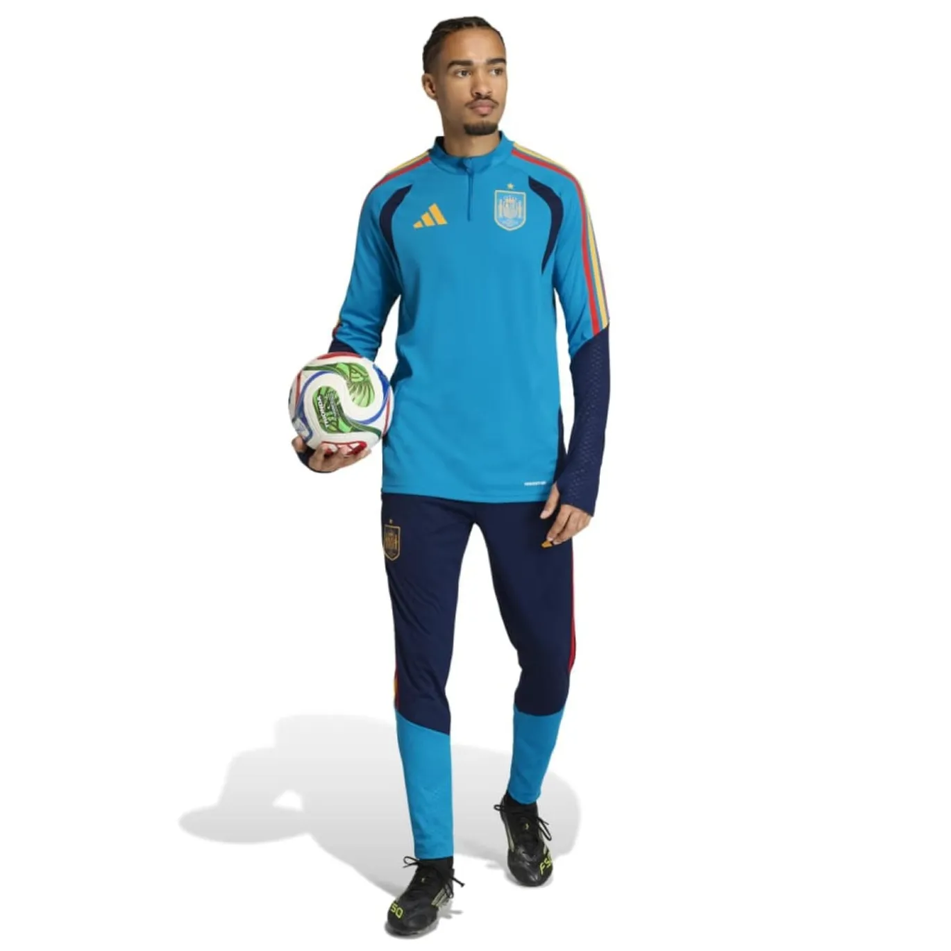 adidas Spanje Trainingsbroek 2026-2028 Donkerblauw Lichtblauw Geel