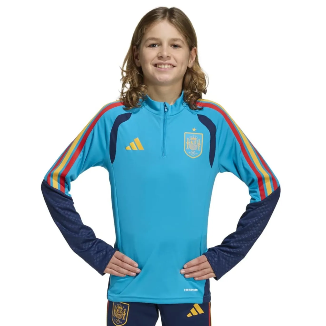 adidas Spanje Trainingspak 1/4-Zip 2026-2028 Kids Lichtblauw Donkerblauw Geel