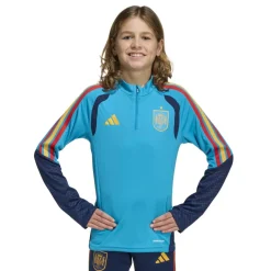 adidas Spanje Trainingstrui 1/4-Zip 2026-2028 Kids Lichtblauw Donkerblauw Geel