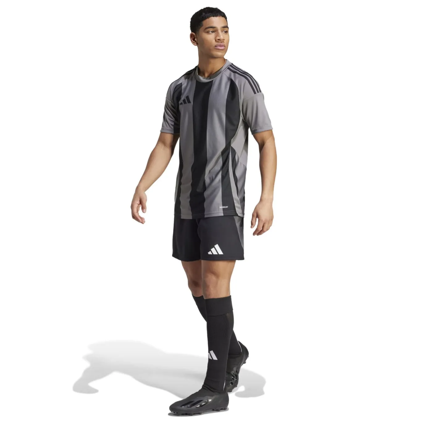 adidas Striped 24 Voetbalshirt Grijs Zwart