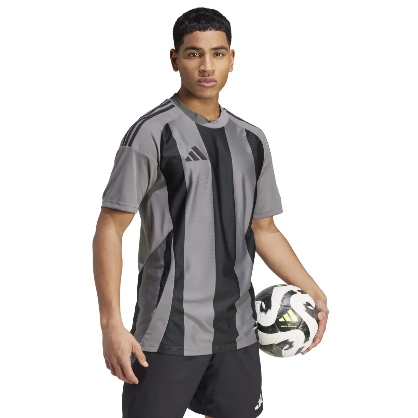 adidas Striped 24 Voetbalshirt Grijs Zwart