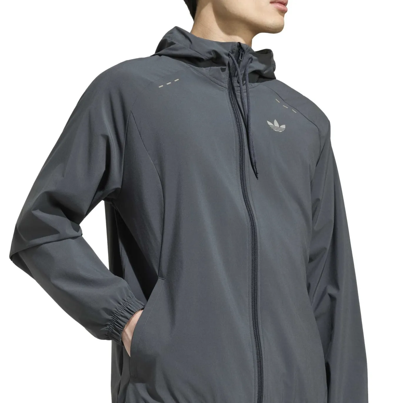 adidas Tech Essential Woven Trainingsjack Donkergrijs Zilver