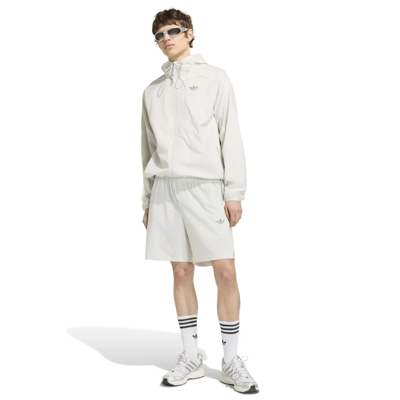 adidas Tech Trefoil Essential Woven Trainingsbroekje Lichtgrijs Zilver