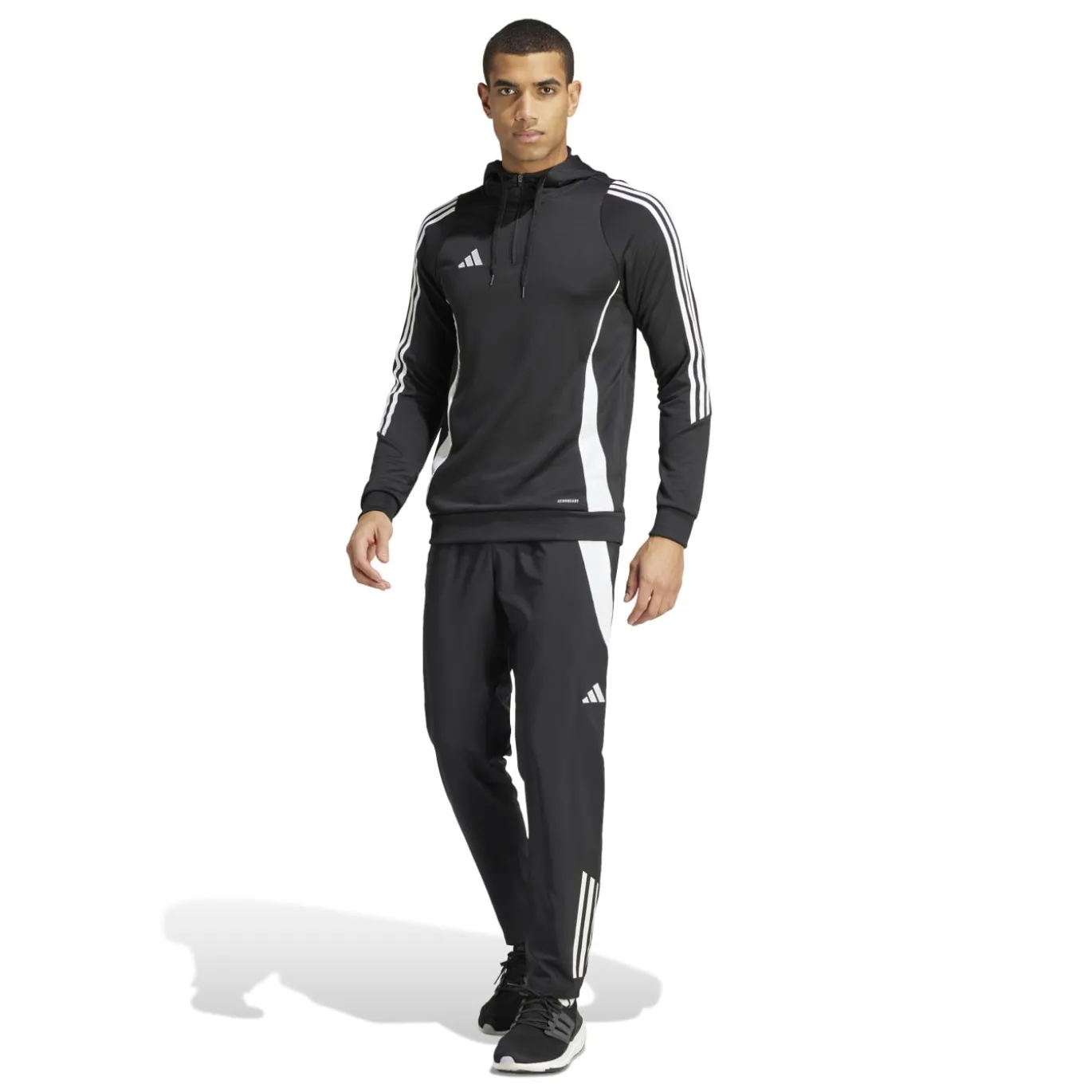 adidas Tiro 24 Hooded Trainingstrui 1/4-Zip Zwart Wit