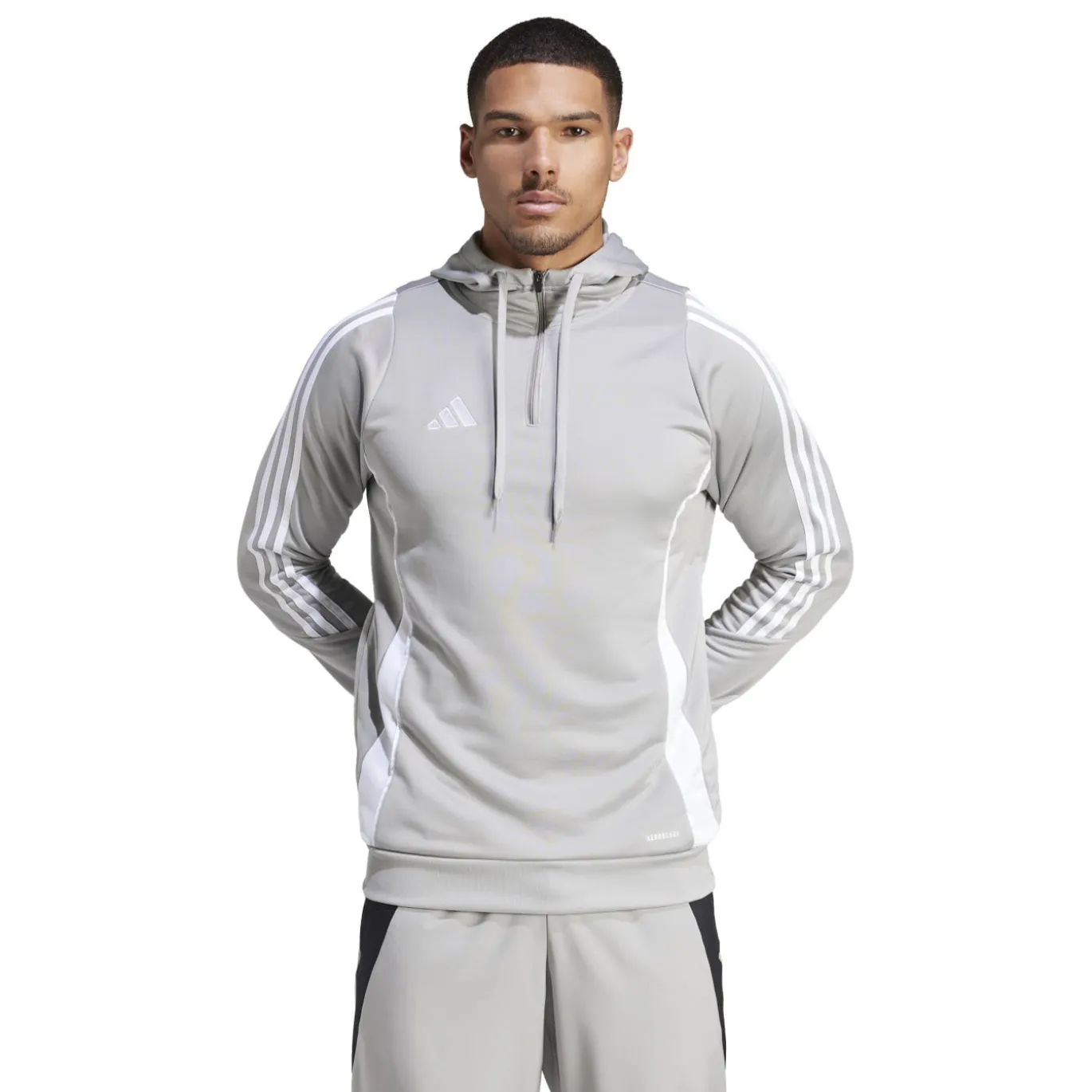 adidas Tiro 24 Hooded Trainingstrui 1/4-Zip Lichtgrijs Wit