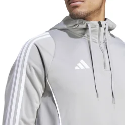 adidas Tiro 24 Hooded Trainingstrui 1/4-Zip Lichtgrijs Wit