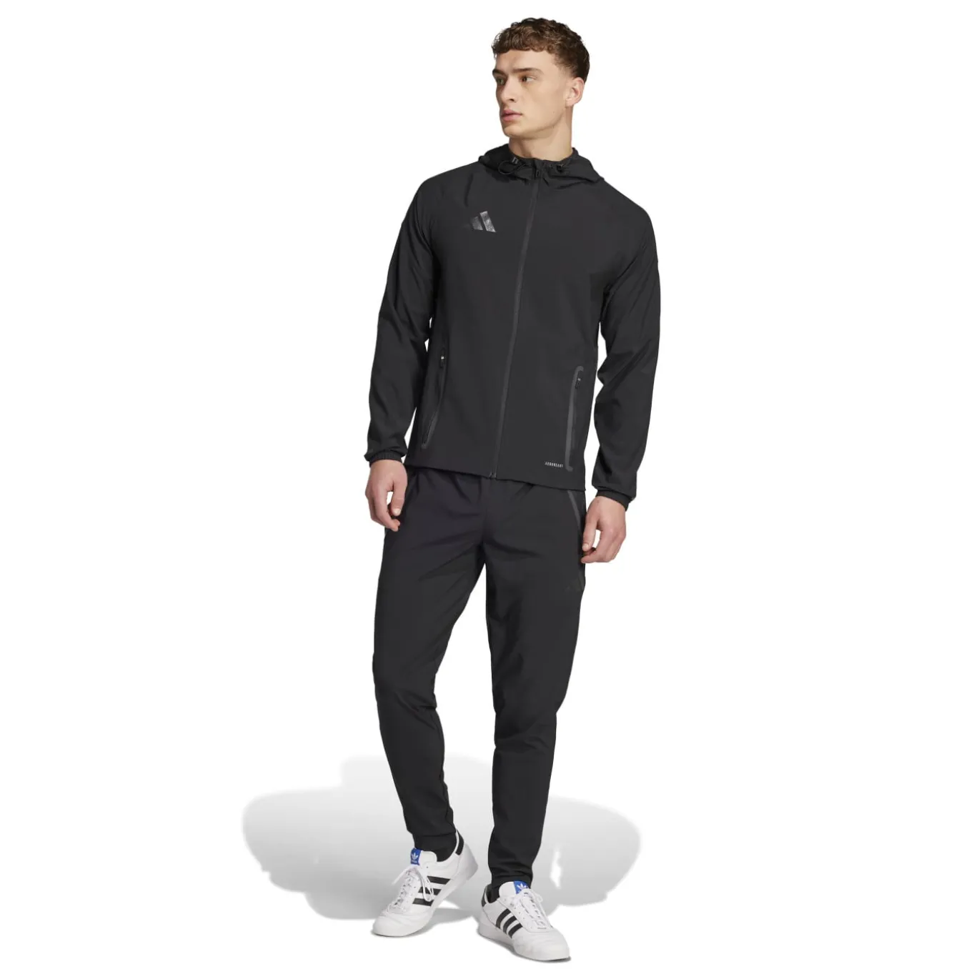 adidas Tiro 25 Vis Tech Competition Hooded Trainingsjack Zwart Donkergrijs