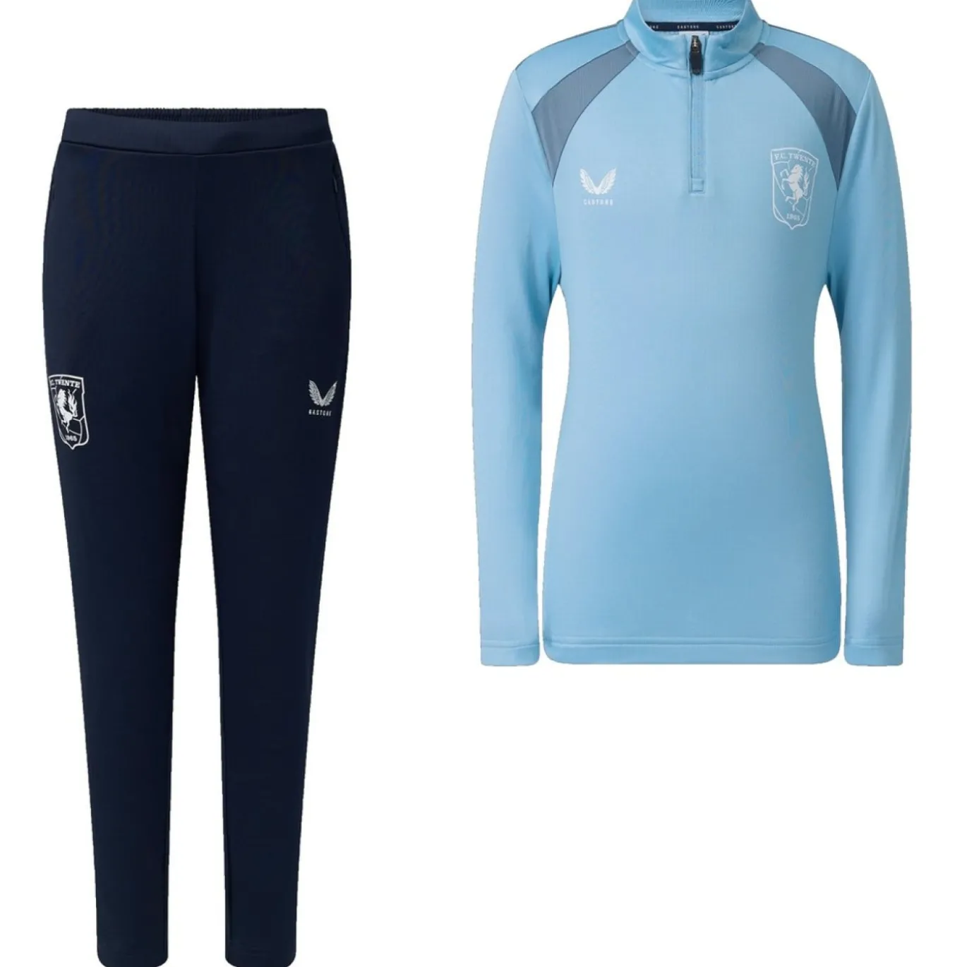 Castore FC Twente Trainingspak 1/4-Zip 2026-2027 Kids Lichtblauw Donkerblauw Donkergrijs