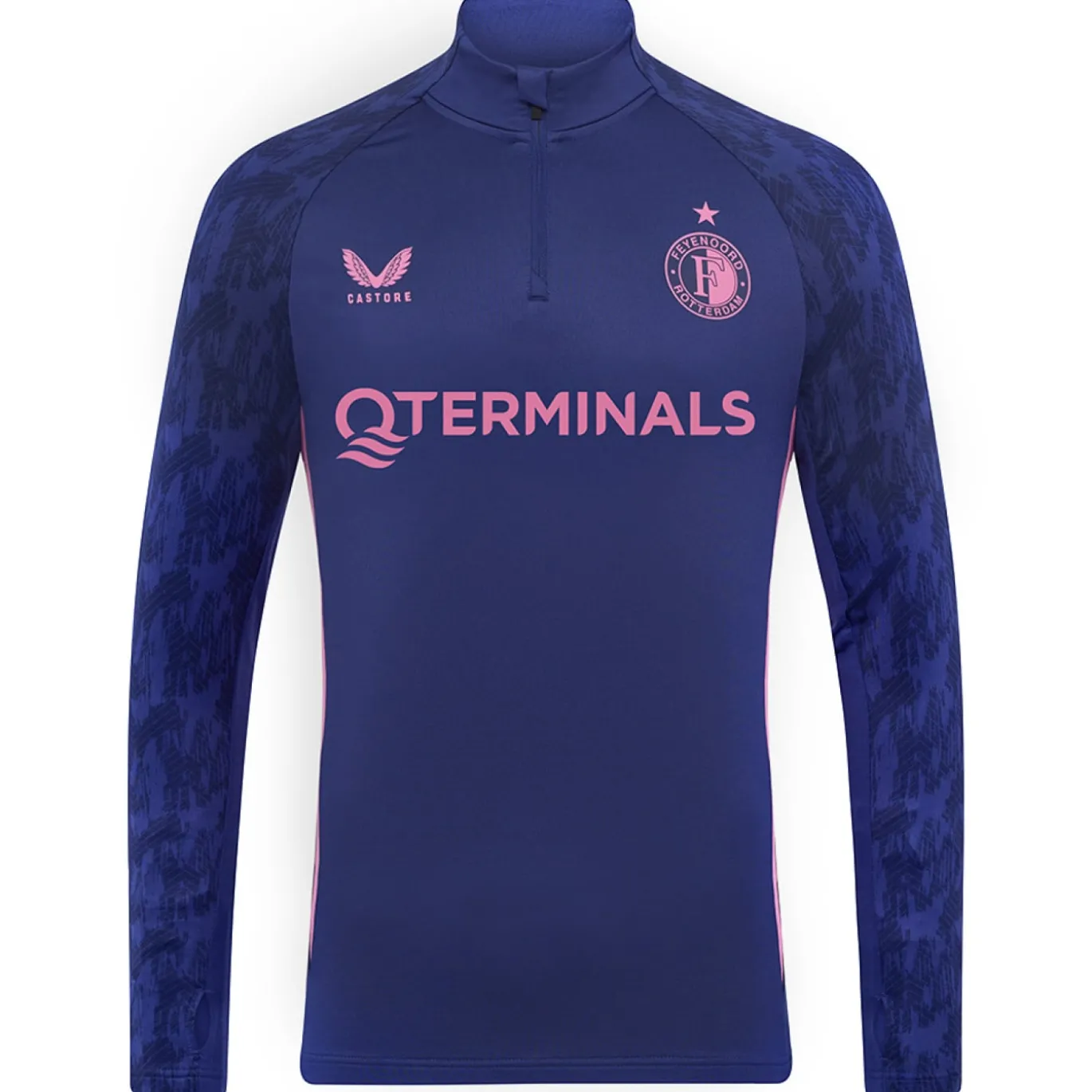 Castore Feyenoord Trainingstrui 1/4-Zip 2025-2026 Donkerblauw Roze