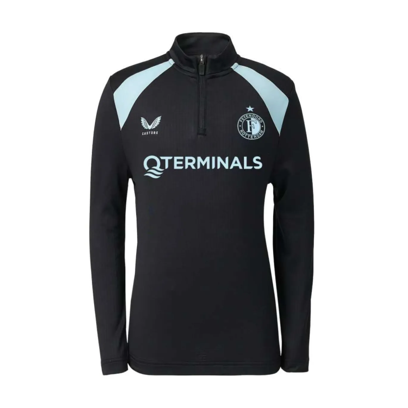 Castore Feyenoord Trainingstrui 1/4-Zip 2026-2027 Zwart Lichtblauw