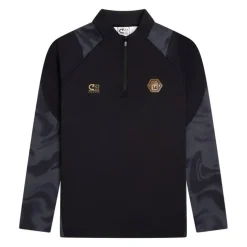 Cruyff Defense Trainingspak 1/4-Zip Kids Zwart Donkergrijs Goud
