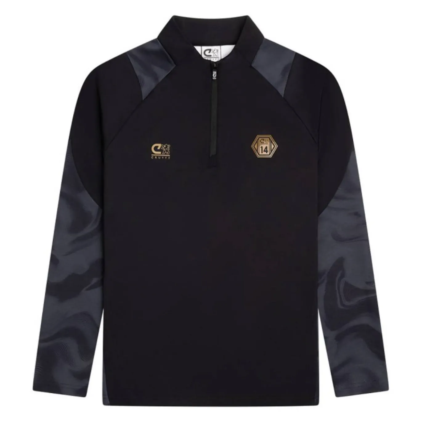 Cruyff Defense Trainingspak 1/4-Zip Kids Zwart Donkergrijs Goud