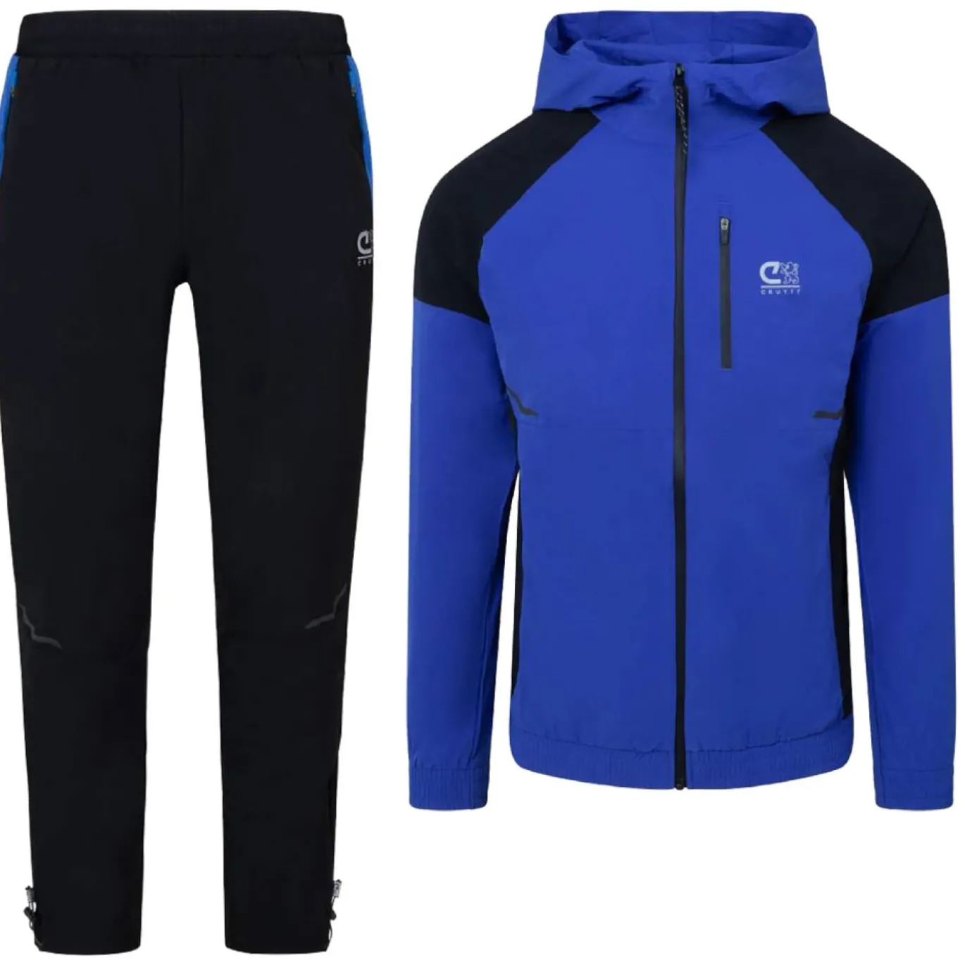 Cruyff Elite Trainingspak Full-Zip Blauw Zwart Zilver