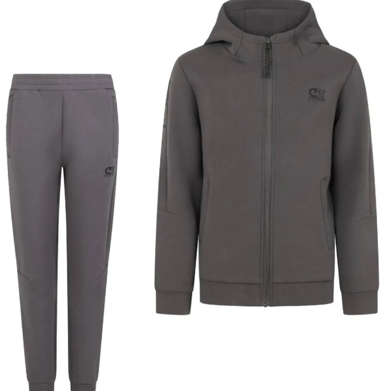 Cruyff Ignite Tape Trainingspak Hooded Kids Donkergrijs