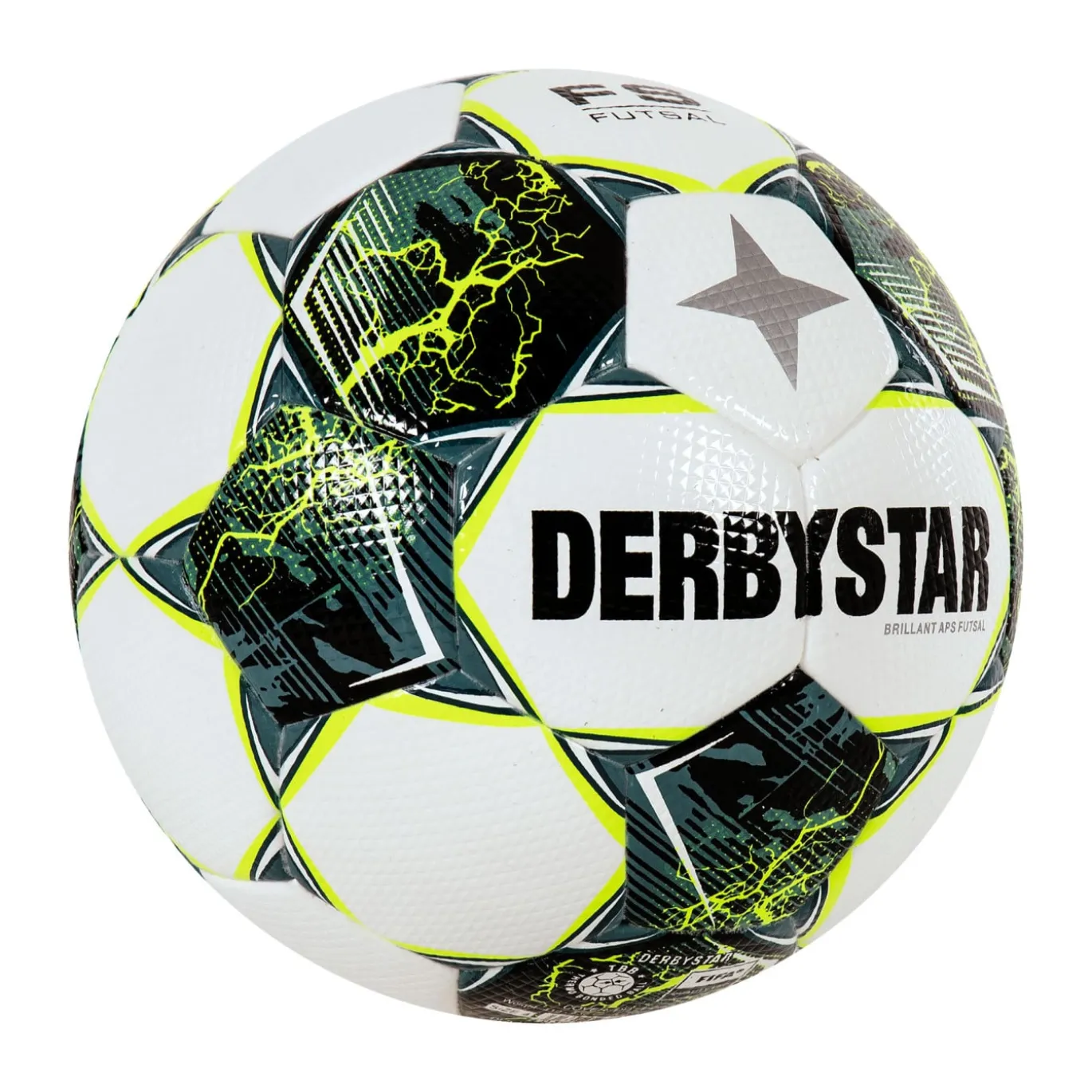 Derbystar Brillant TB Zaalvoetbal Maat 4 Wit Groen Felgeel