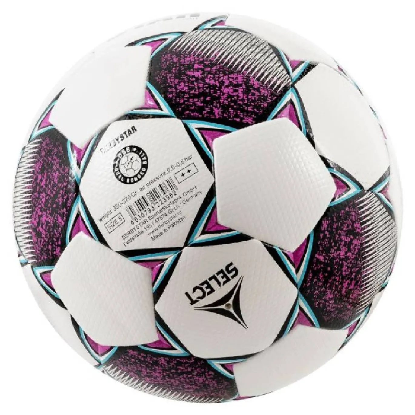Derbystar Classic Energy Light II Voetbal 8 x 1 Vlakken Maat 5 Wit Roze Blauw Zwart