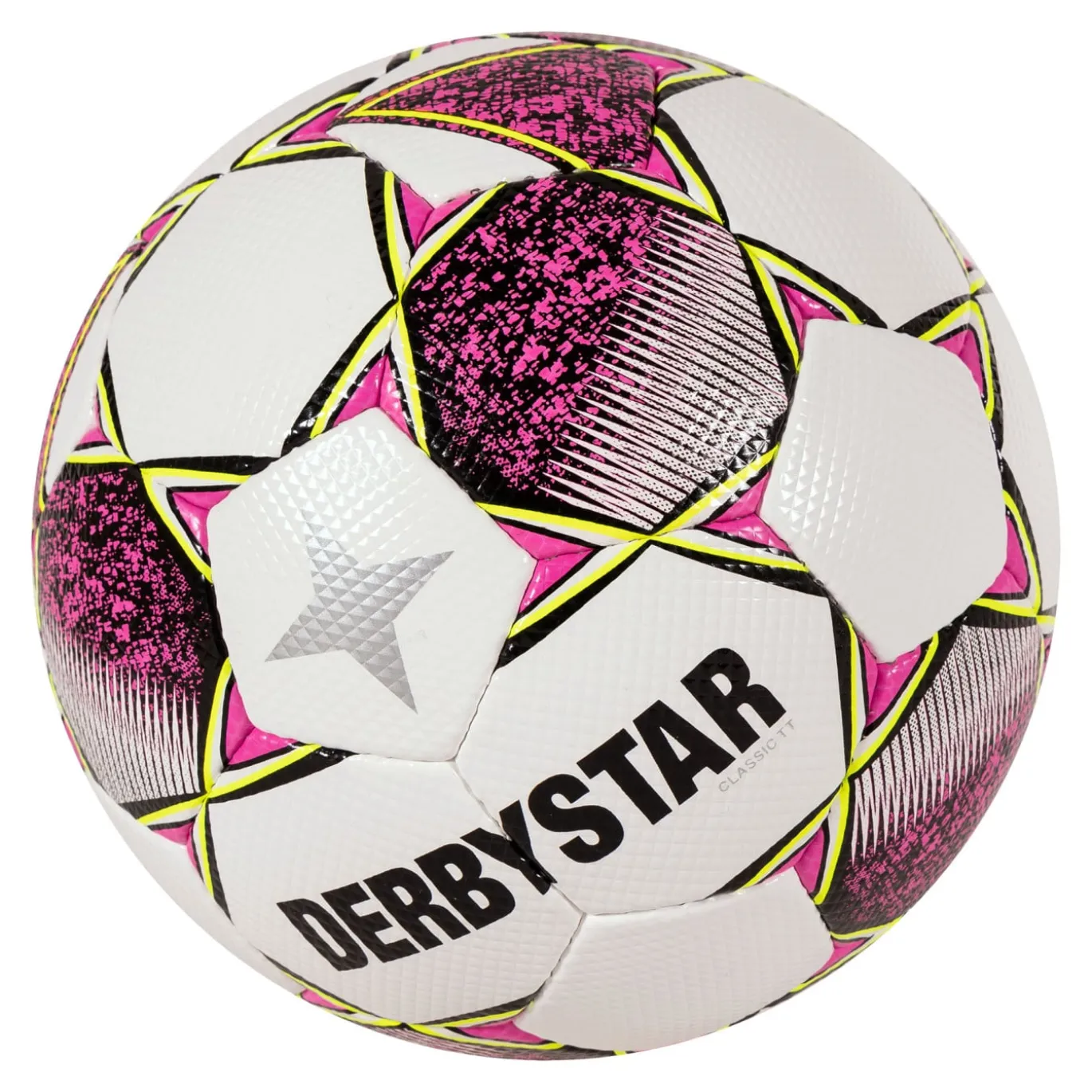 Derbystar Classic Energy TT II Voetbal 4 x 3 Vlakken Maat 5 Wit Roze Geel