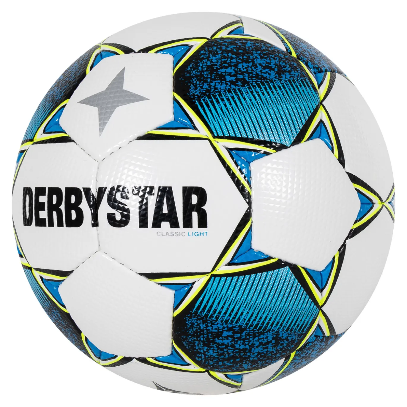 Derbystar Classic Light II Voetbal 4 x 3 Vlakken Maat 5 Wit Blauw Geel