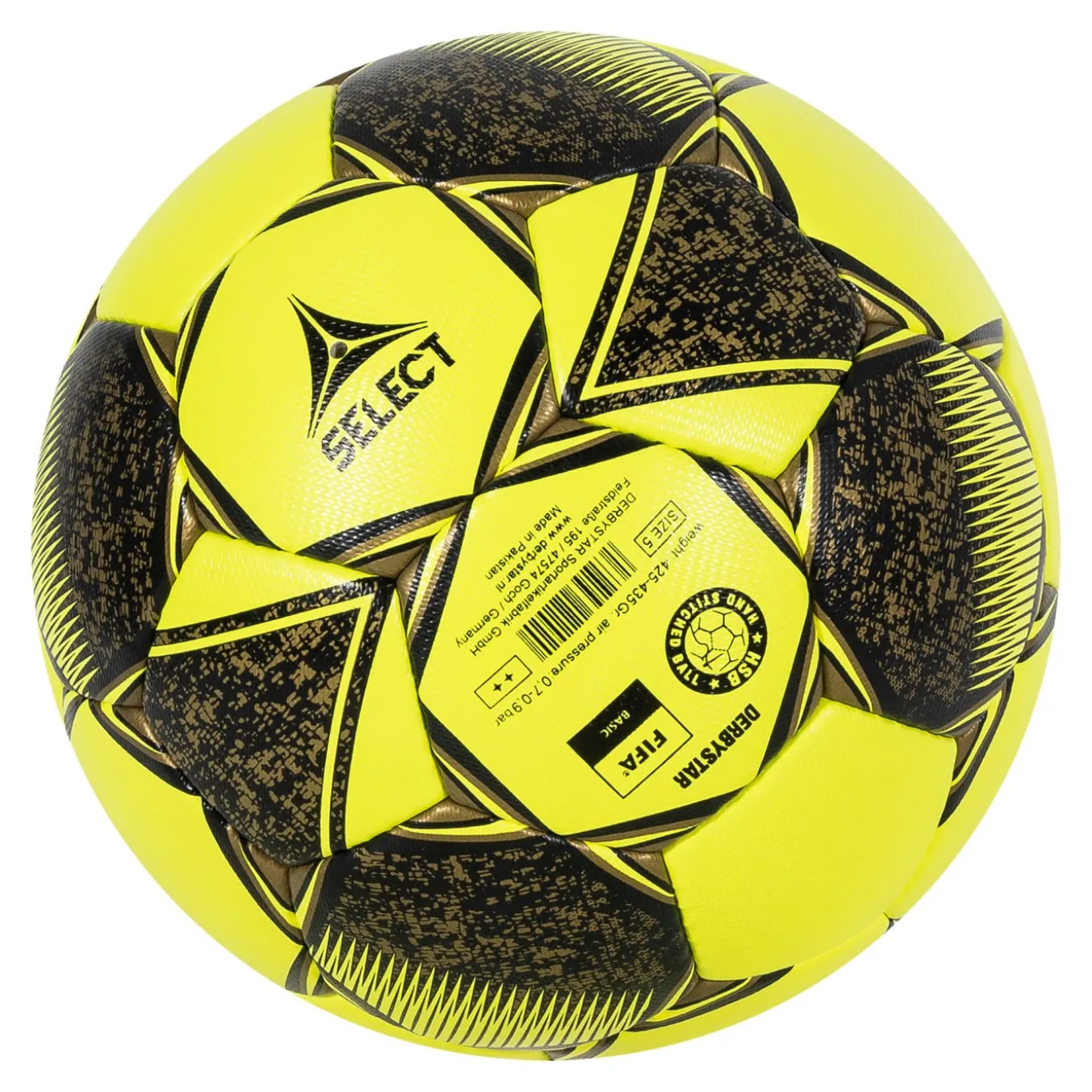 Derbystar Classic TT II Kunstgras Voetbal Maat 5 Geel Zwart Grijs