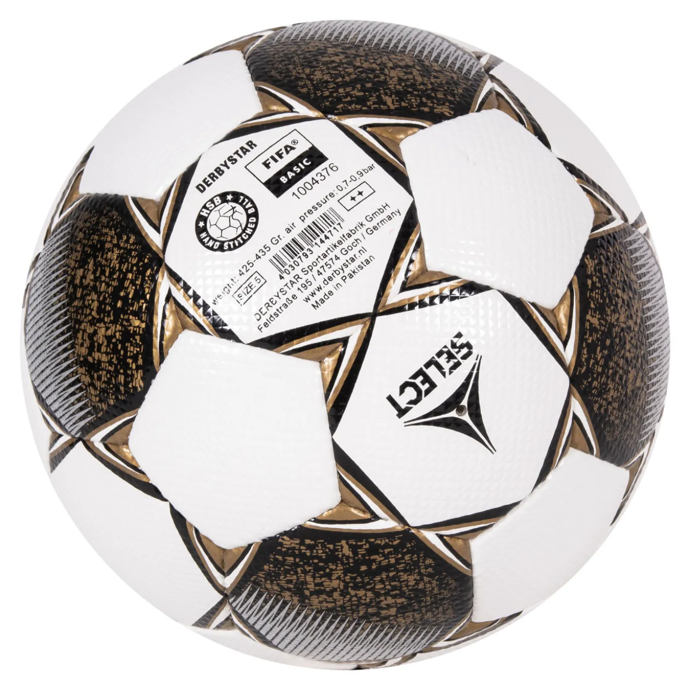 Derbystar Classic TT II Voetbal 8 x 1 Vlakken Maat 5 Wit Goud Zwart