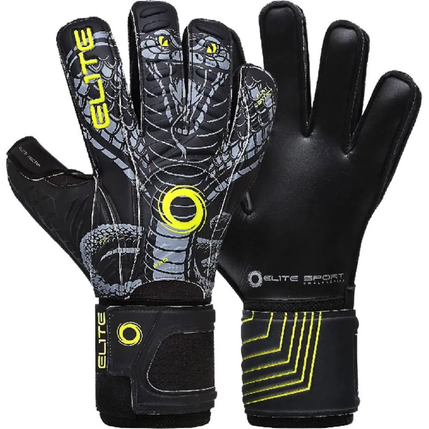 Elite Sport Vibora Keepershandschoenen Zwart Felgeel Grijs