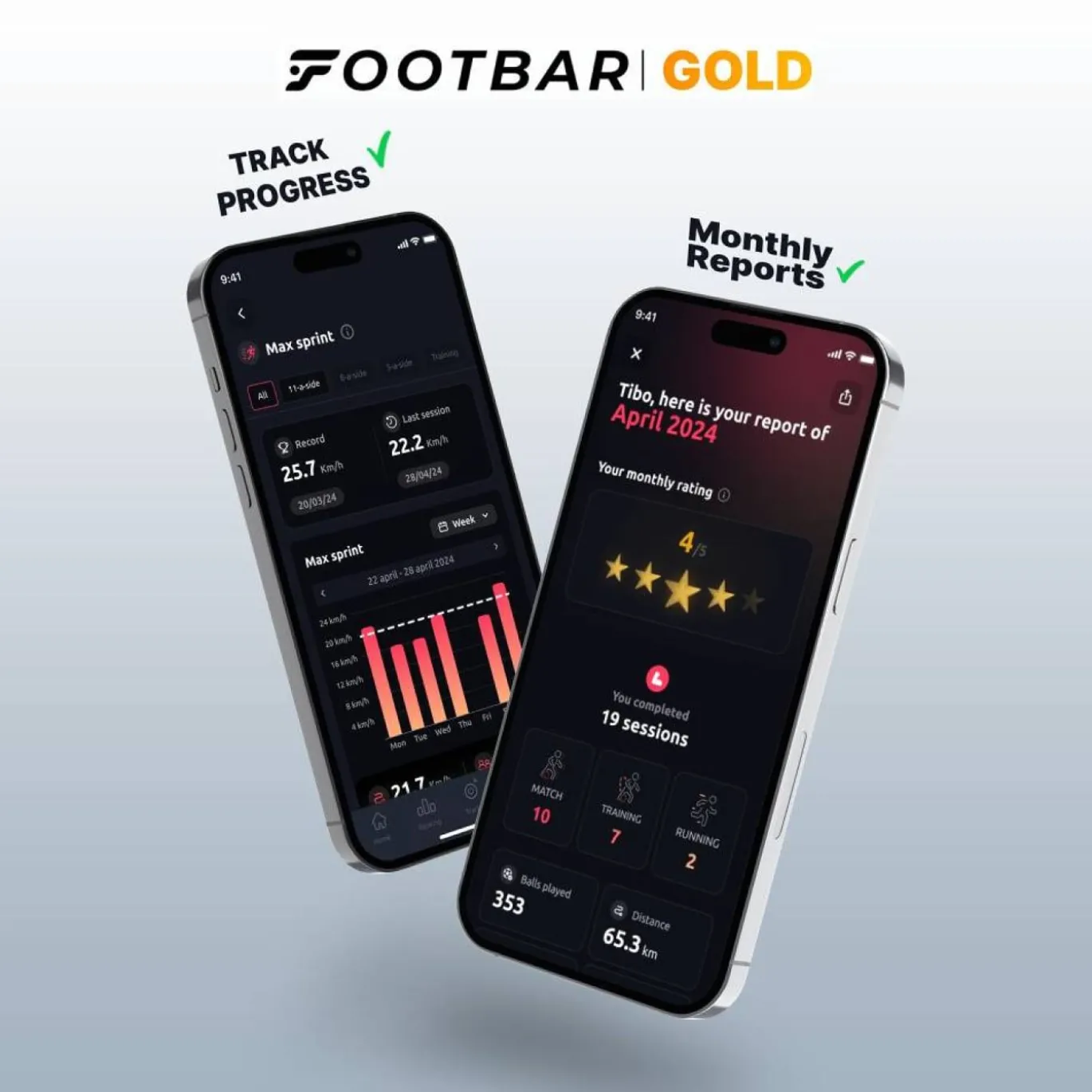 Footbar Meteor Activiteit Tracker Gold 1 Jaar Abonnement
