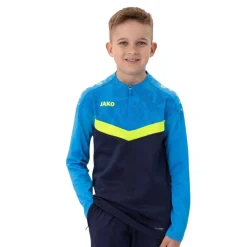 JAKO Iconic Trainingstrui 1/4-Zip Kids Donkerblauw Lichtblauw