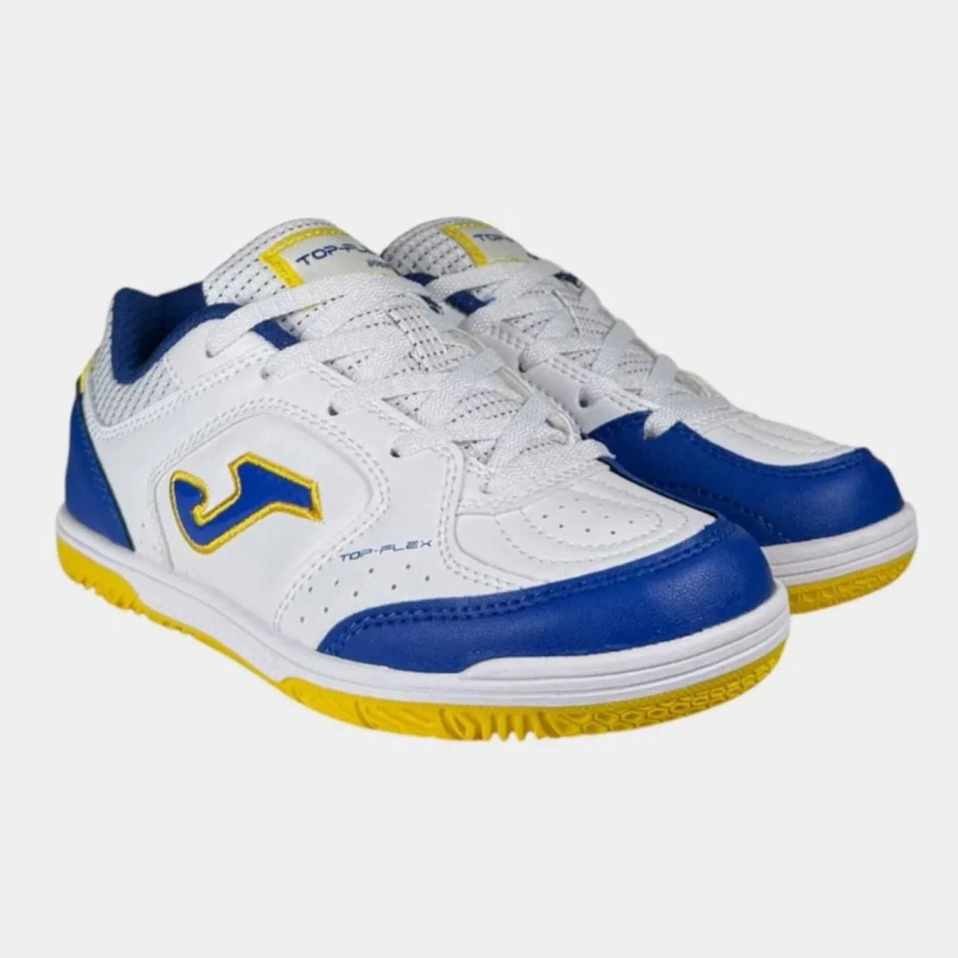 Joma Top Flex Zaalvoetbalschoenen (IN) Kids Wit Blauw Geel