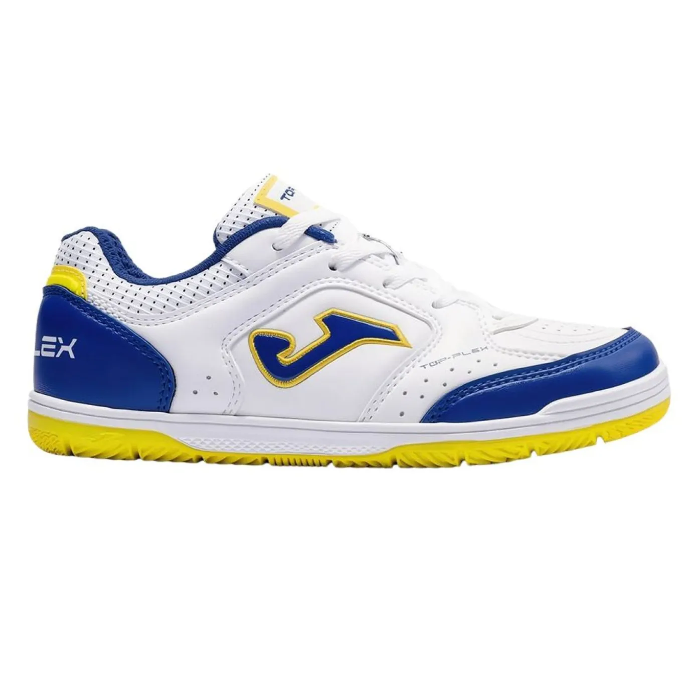 Joma Top Flex Zaalvoetbalschoenen (IN) Kids Wit Blauw Geel