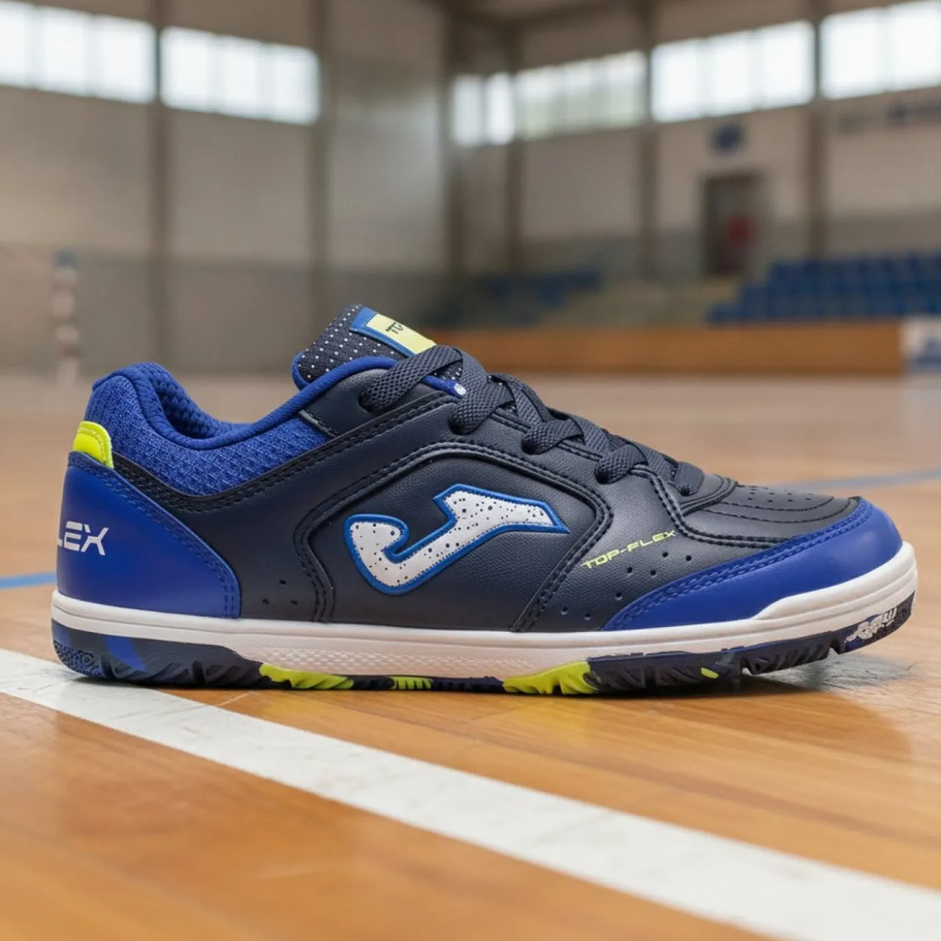 Joma Top Flex Zaalvoetbalschoenen (IN) Kids Donkerblauw Blauw Geel