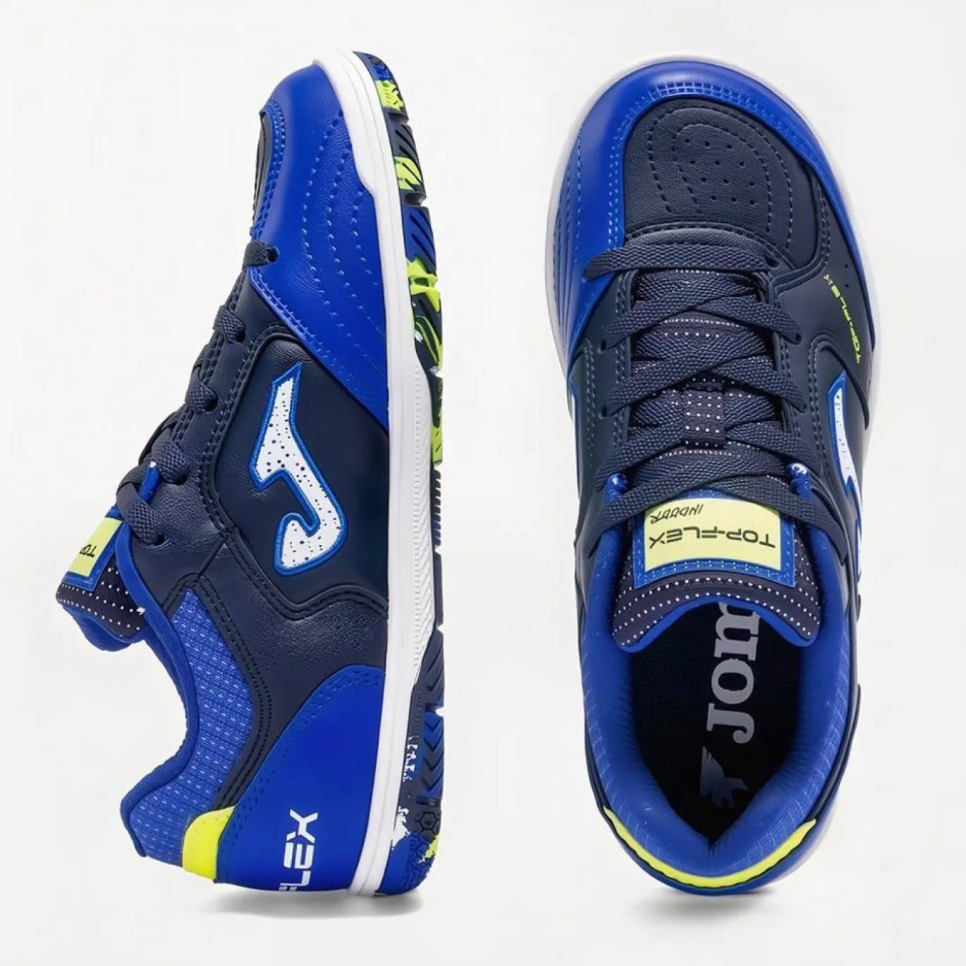 Joma Top Flex Zaalvoetbalschoenen (IN) Kids Donkerblauw Blauw Geel