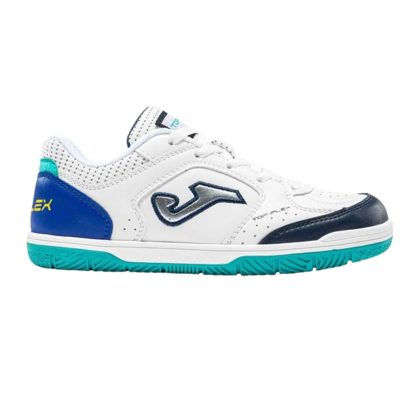 Joma Top Flex Zaalvoetbalschoenen (IN) Kids Wit Donkerblauw Turquoise Blauw