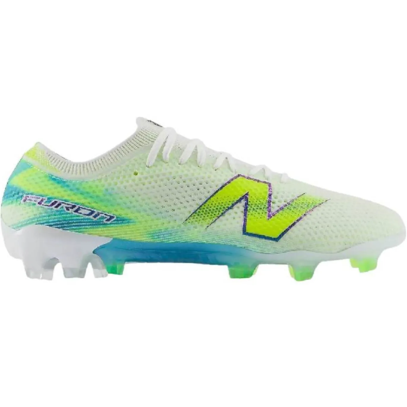New Balance Furon V9 Elite Gras Voetbalschoenen (FG) Wit Geel Blauw