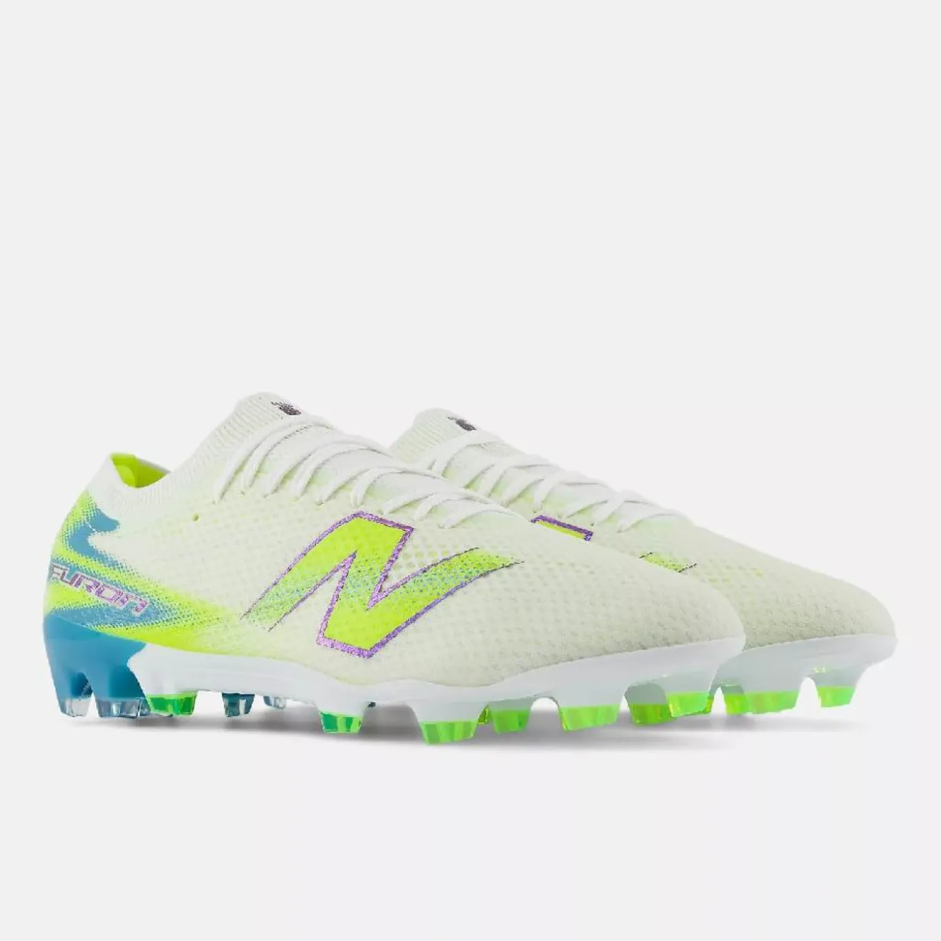 New Balance Furon V9 Pro Gras Voetbalschoenen (FG) Wit Geel Blauw