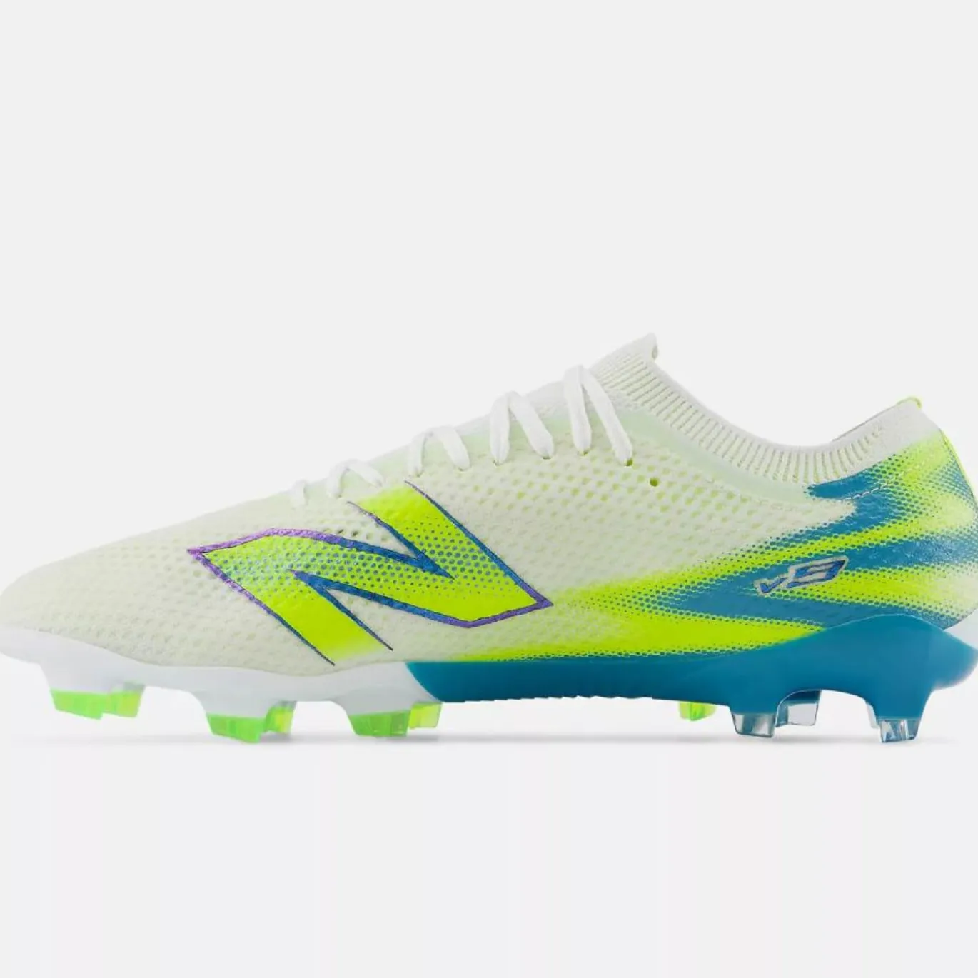 New Balance Furon V9 Pro Gras Voetbalschoenen (FG) Wit Geel Blauw