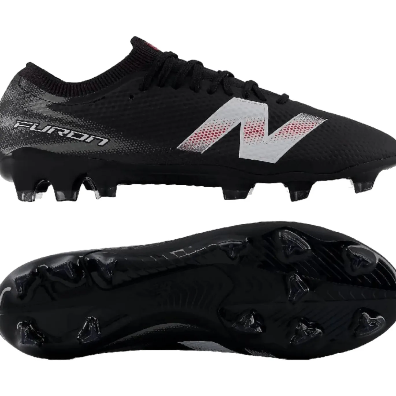 New Balance Furon V9 Pro Gras Voetbalschoenen (FG) Zwart Wit Rood