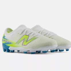 New Balance Furon V9 Team Gras Voetbalschoenen (FG) Kids Wit Geel Blauw
