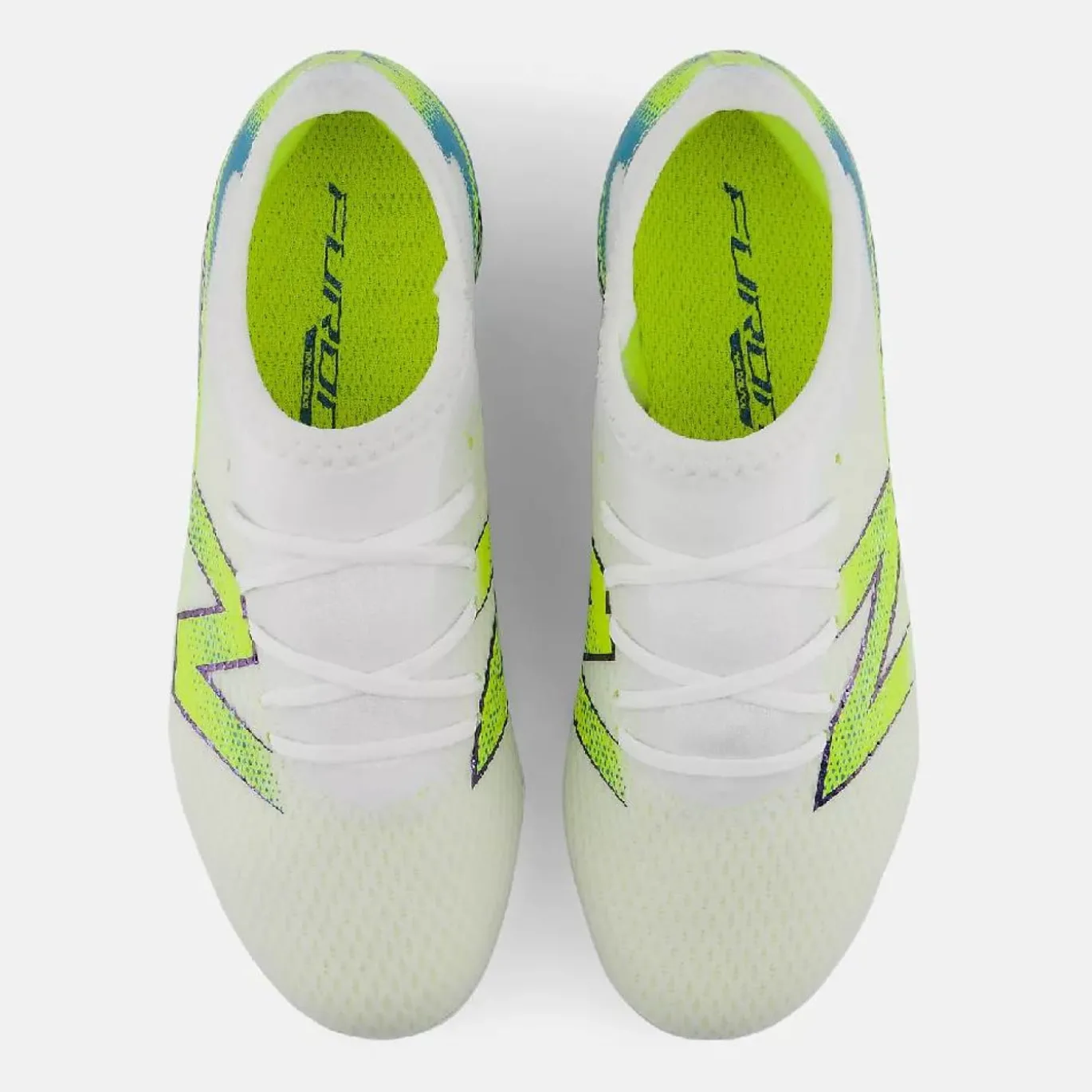 New Balance Furon V9 Team Gras Voetbalschoenen (FG) Kids Wit Geel Blauw
