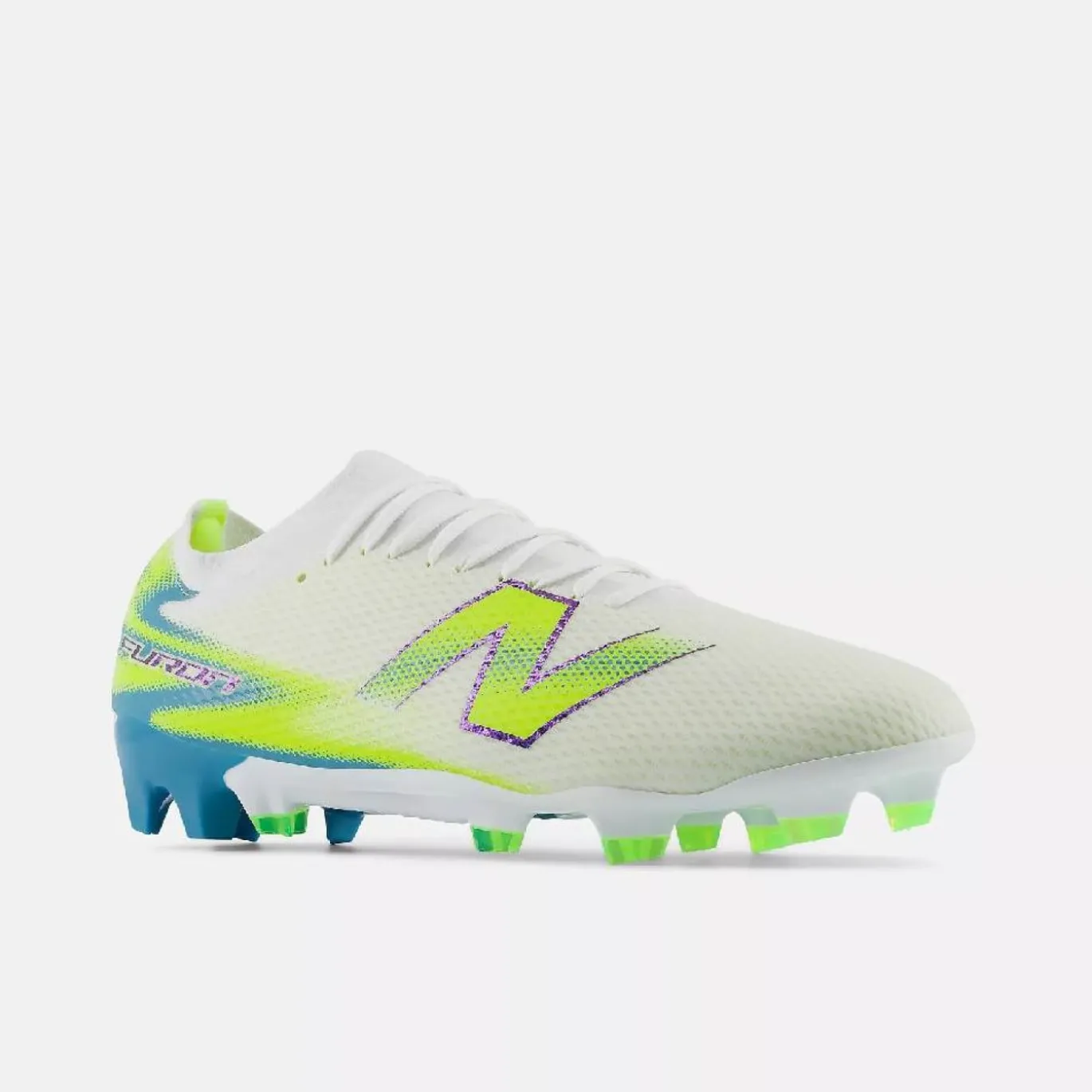 New Balance Furon V9 Team Gras Voetbalschoenen (FG) Wit Geel Blauw