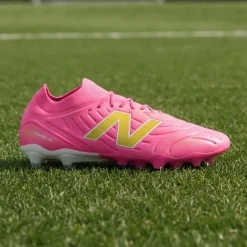 New Balance Tekela V5 Pro Low Gras Voetbalschoenen (FG) Felroze Wit Goud