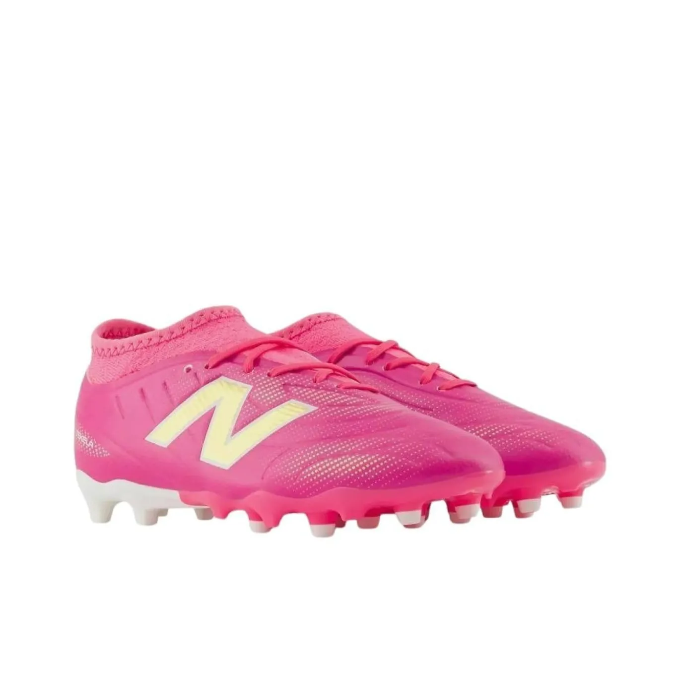 New Balance Tekela V5 Team Gras Voetbalschoenen (FG) Kids Felroze Wit Goud